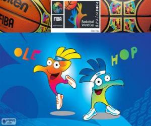 Puzzle Ole και Hop, μασκότ του Παγκοσμίου Κυπέλλου 2014 καλαθοσφαίρισης ανδρών μπάσκετ